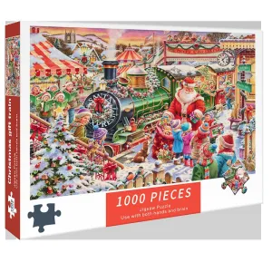 (2 PCS) 1000-Piece Christmas Train Jigsaw Puzzle | High Difficulty Stress-Relief Toy