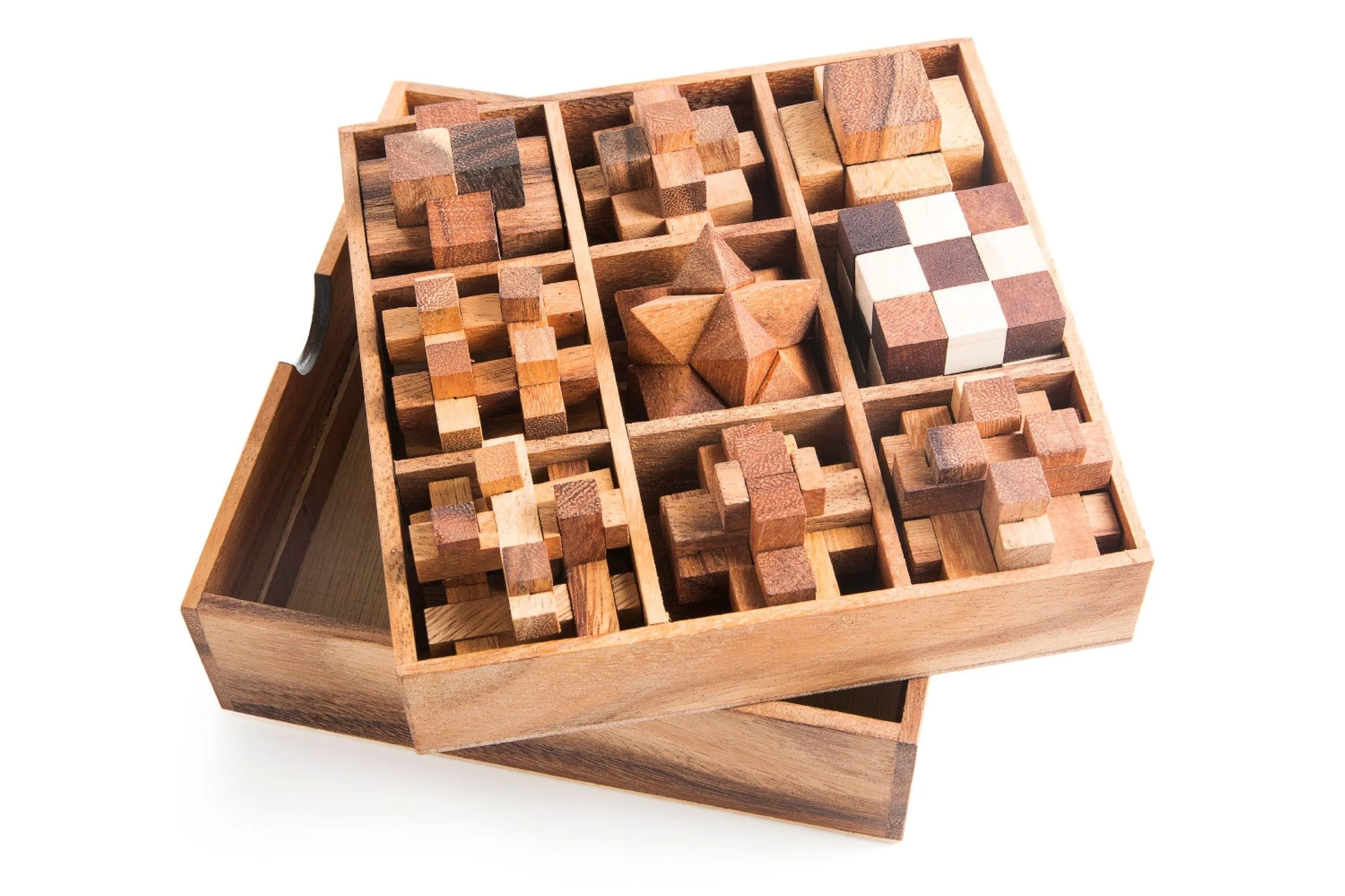Adult Level 9pc/Set Burr Puzzle Set Beech Interlocked High Difficulty Over 14 Years Full Set Educational Toys