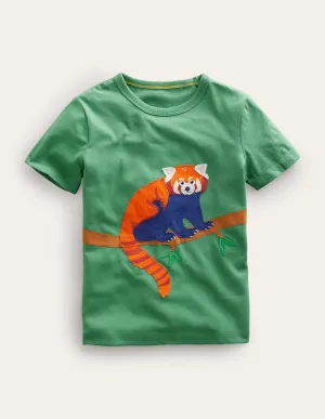 Appliqué Panda T-shirt-Green Panda