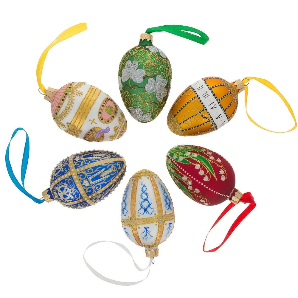 Autumn Leaves On Gold Glass Egg Christmas Ornament 4 Inches