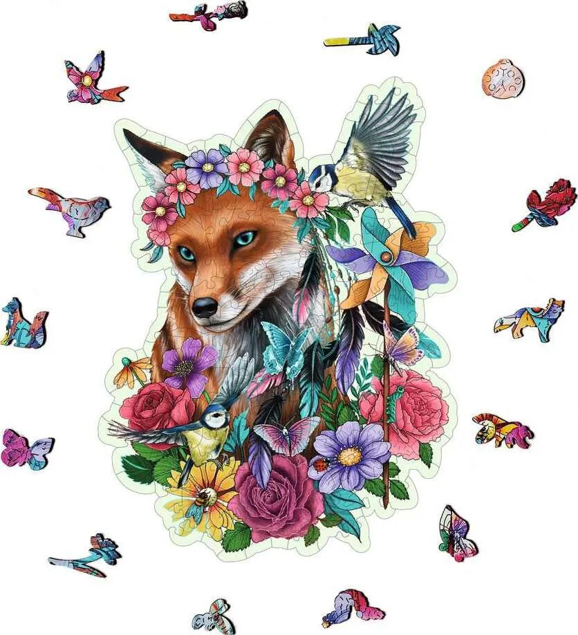 Colorful Fox 150 pc Wood Shape Puzzle