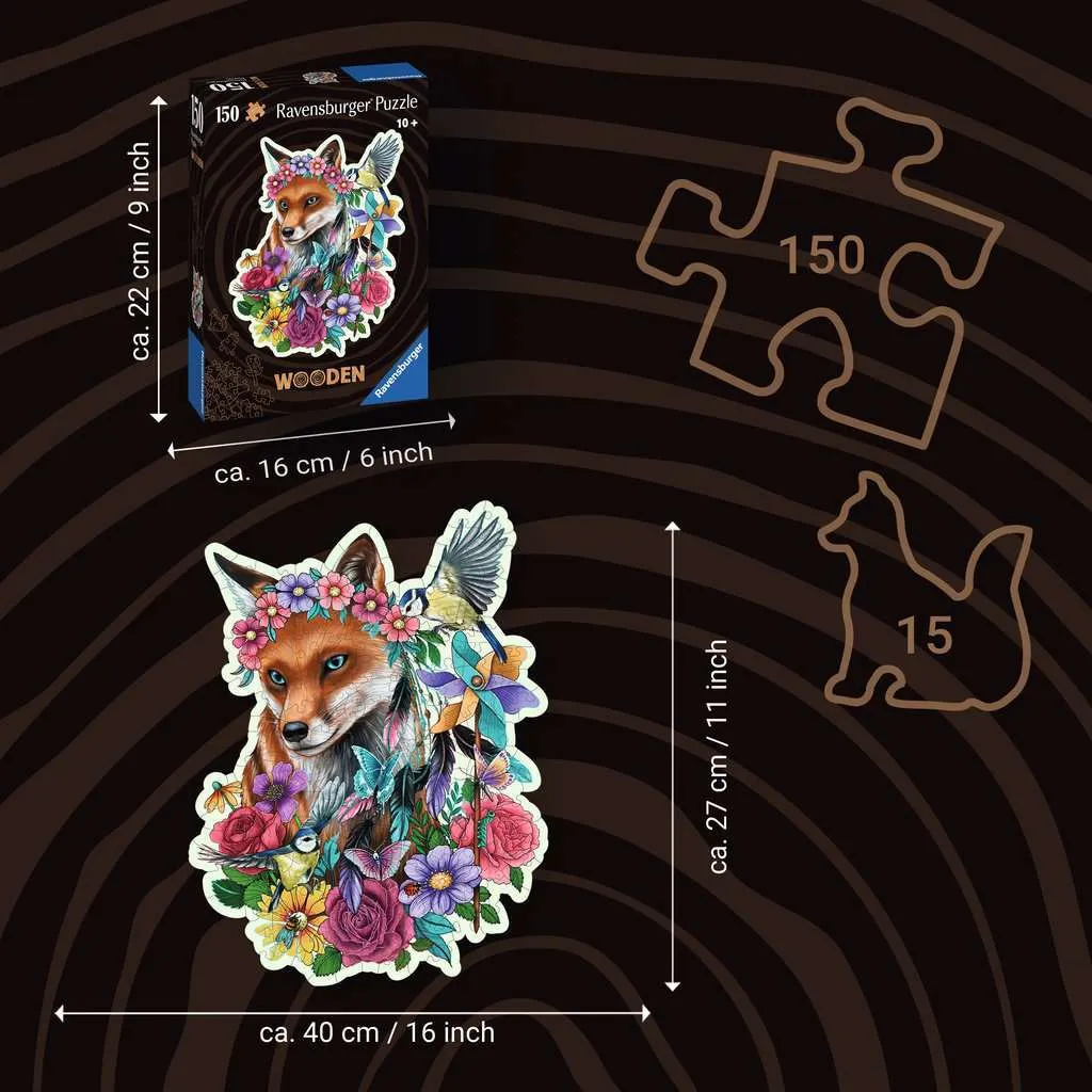 Colorful Fox 150 pc Wood Shape Puzzle