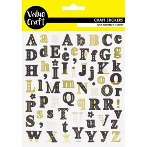 Craft Stickers Black and Gold Foil Letters