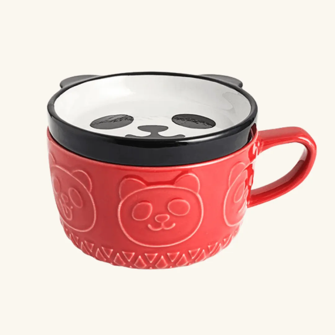 Embossed Cats Coffee Mug with Lid