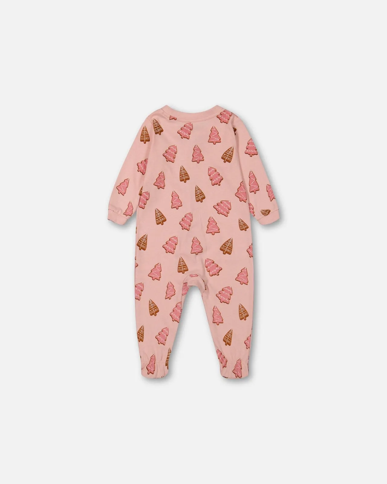 Organic Cotton One Piece Pajama Pink Christmas Cookies