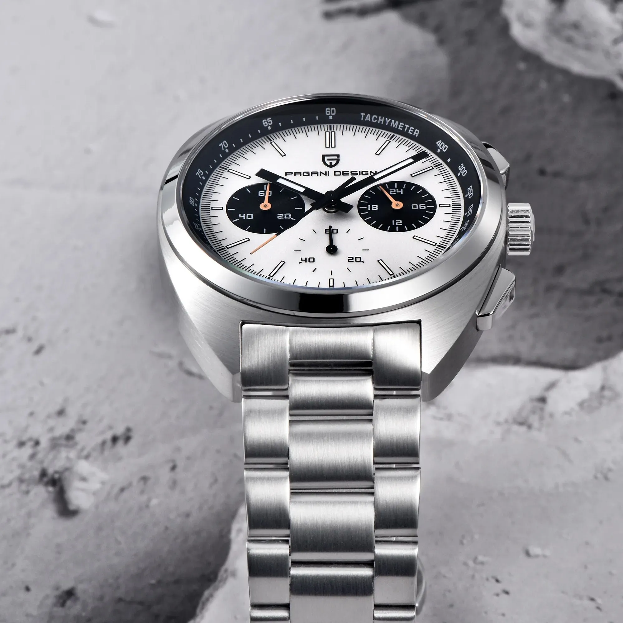 PAGANI DESIGN 2024 New Panda Dial Men’s Luxury Quartz Sport Chronograph Watch with Sapphire Glass