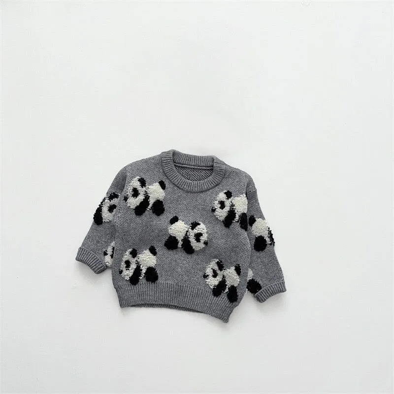 Panda Embroidered Baby Knitted Sweater