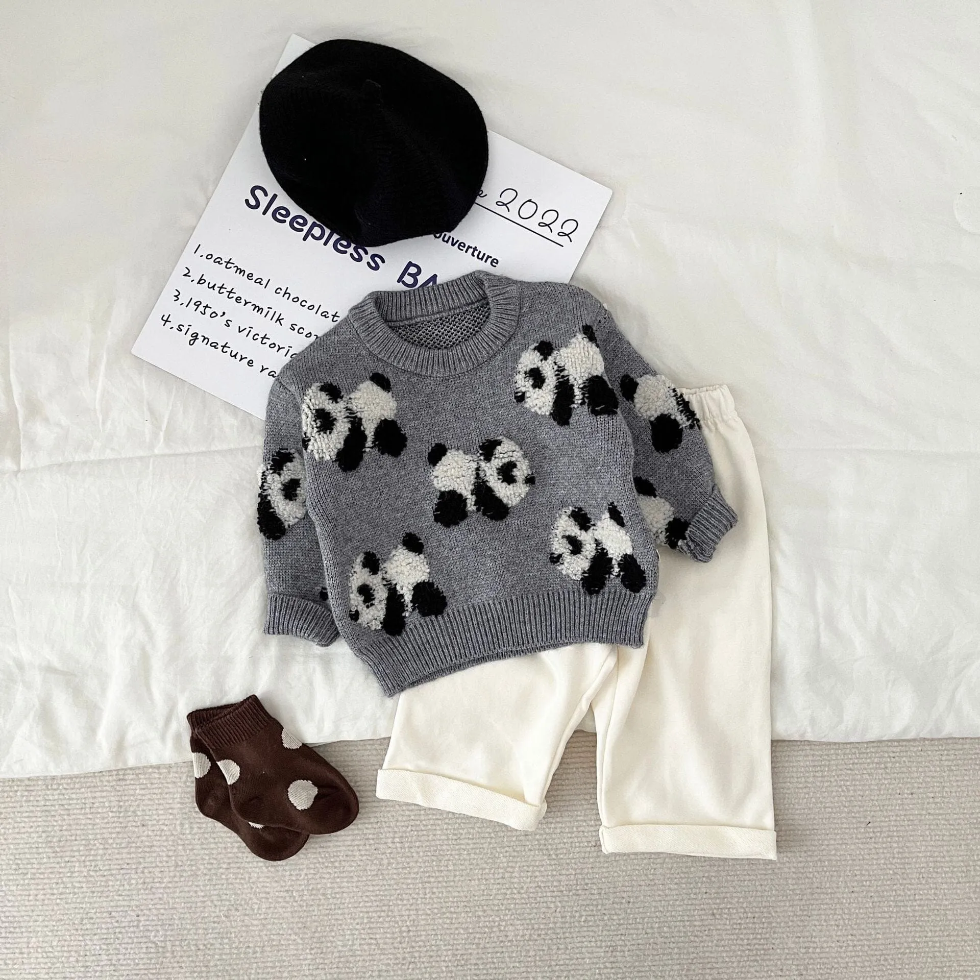 Panda Embroidered Baby Knitted Sweater