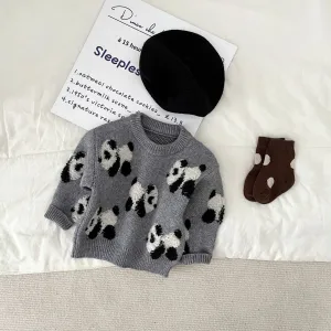 Panda Embroidered Baby Knitted Sweater