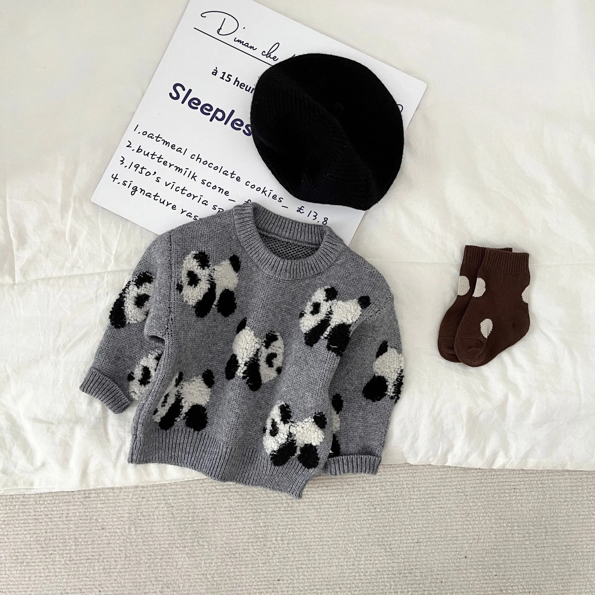 Panda Embroidered Baby Knitted Sweater