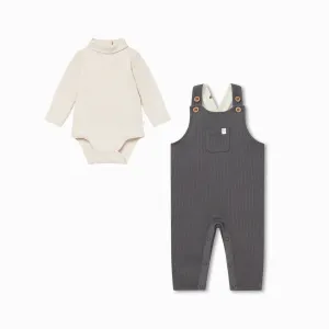 Panda Ribbed Dungarees & Bodysuit Outfit