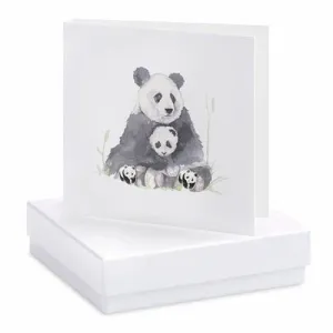 Panda Silver Earrings On Designer Card by Crumble and Core