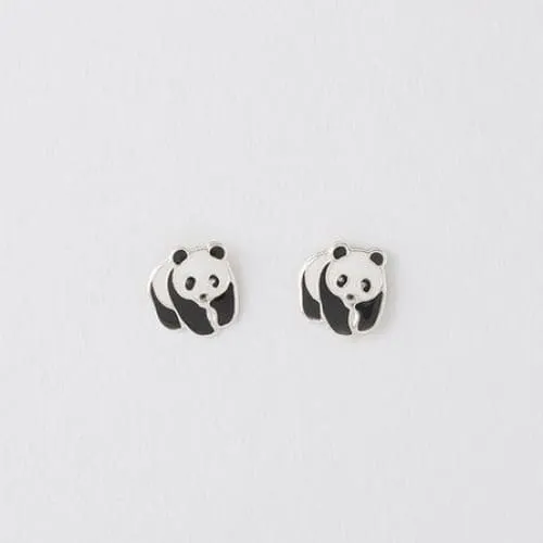 Panda Silver Earrings On Designer Card by Crumble and Core