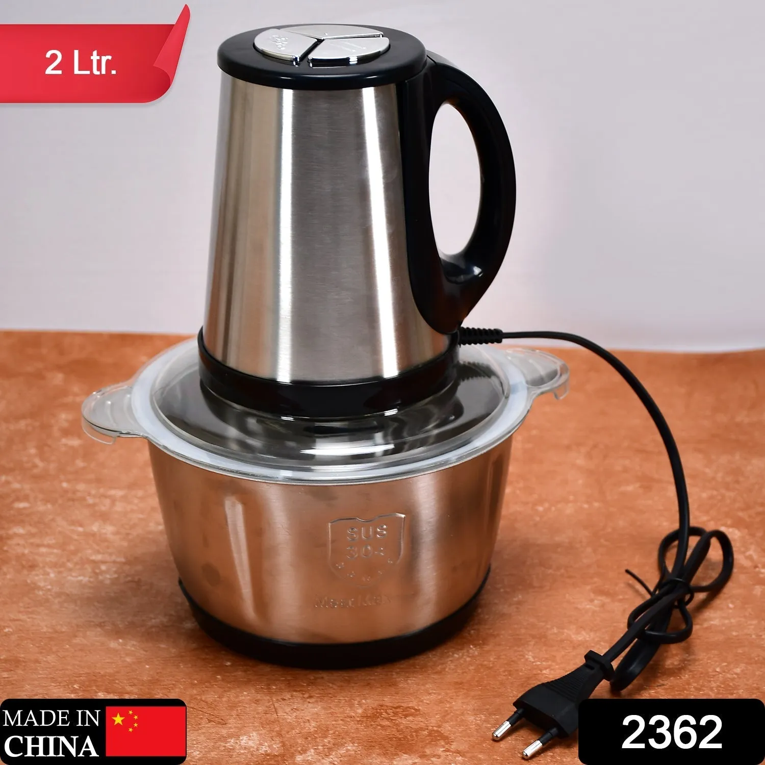 STAINLESS STEEL ELECTRIC MEAT GRINDERS WITH BOWL HEAVY FOR KITCHEN FOOD CHOPPER, MEAT, VEGETABLES, ONION , GARLIC SLICER DICER, FRUIT & NUTS BLENDER (2L, 250WATTS)